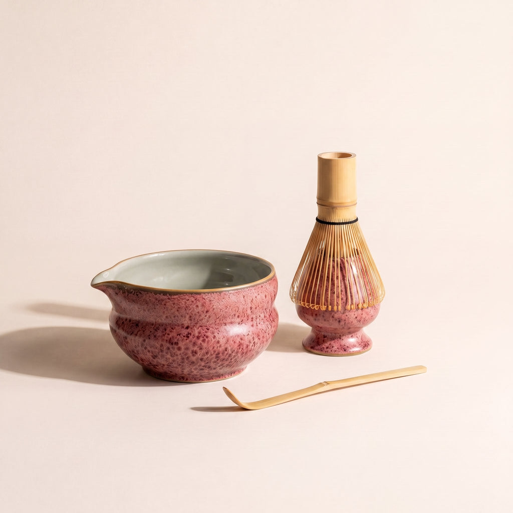 Kumora four-piece matcha set in Ash Rose