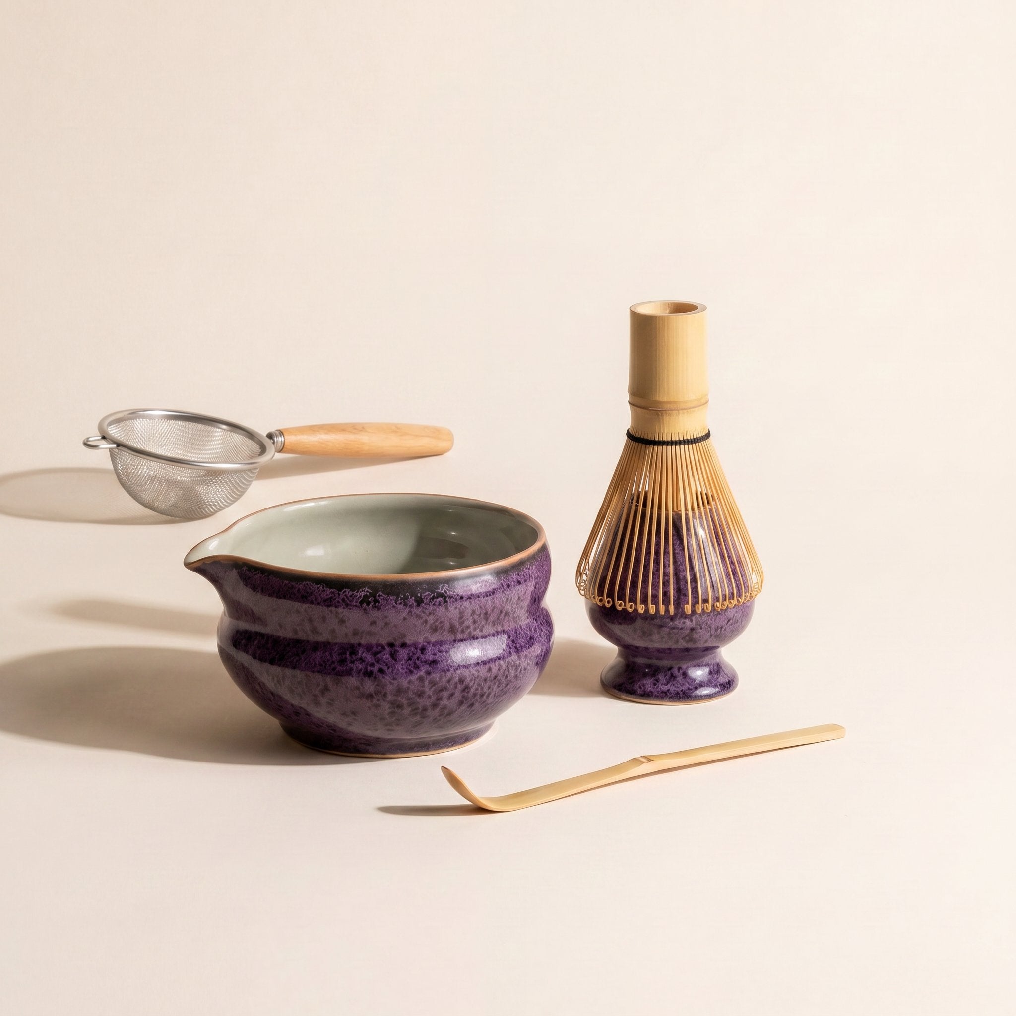 Kumora five-piece matcha set in Aubergine